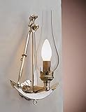Edle Wandleuchte aus Messing Glas H:32cm Anker Sextant maritime Lampe Flur Badezimmer ANCOR