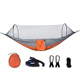 XHLLX Camping Hängematte mit Anti-Moskito-Außen- und Doppel-Nylon-Parachute-Tuch-Pop-up-Moskitonetz Quick Open Hängemattensteuerung