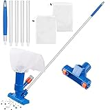 Atuut Tragbarer Pool Staubsauger Kit, Pool Staubsauger mit Bürste Portable Mini Staubsauger Pool Reinigung Zubehör mit 5 Abschnitt Pole (EU)