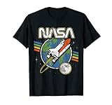 NASA Blast Off Retro Rainbow Stripes Graphic T-S