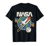 NASA Blast Off Retro Rainbow Stripes Graphic T-S