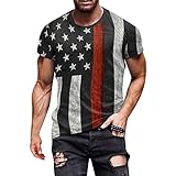 Herren Basic Oberteile Tshirt Festlich Kurzarm Sommer Mode 3D-Druck Rundhals Kurzarm Shirt Top Bluse T Shirts Männer Hemden Workout Männer Sport Trainingsshirt Top