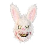 youngfate Halloween Horror Maske Hase Blutige Maske Haariges Kaninchen Maske Gruselige Halloween Kostüm Party Tierkopf Mask