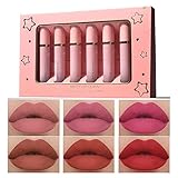 Iswell Matte Finish 6 PCS Feuchtigkeitsspendender Lippenstift Antihaft Flüssiger Lippenstift S