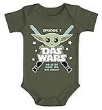 MoonWorks® Baby Body mit Spruch lustig Episode 1 Das Wars Jetzt Habe ich die Macht Yoda Parodie Jungen & Mädchen Oliv 0-3 M