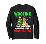 Woofing Around Christmas Tree Santa Reindeer Dog Lang