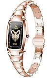 Rosegold Smartwatch Damen Fitnessuhr Schmuck Pulsuhr Silber Schrittzähler Frauen Armbanduhr Herzfrequenz Blutdruck Sport Uhr Wasserdicht Tracker Schlaf M