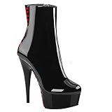Higher-Heels PleaserUSA Damen Stiefeletten Delight-1010 Lack schwarz Gr.36
