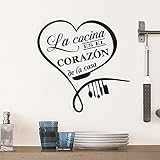 decalmile Wandtattoo Sprüche und Zitate Küche Wandaufkleber Spanisch Schwarz Wandsticker Schlafzimmer Küche Diele Wanddek