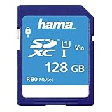 Hama 128 GB SDXC-Speicherkarte, Class 10, V10, UHS-I (bis zu 80MB/s, für Full-HD- und 3D-Video-Aufnahmen, z.B. Digitalkamera, Camcorder, Videokamera, mit Schreibschutz) SDXC-C