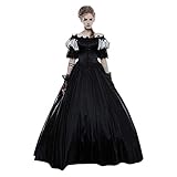 YEBIRAL Damen 1/2 Ärmel Mittelalter Party Kleid Viktorianischen Königin Kleider Gothic Jahrgang Prinzessin Renaissance Kostüm Bodenlänge Maxikleid für Hochzeit, Karneval, Hallow