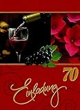 Einladungskarten 70. Geburtstag Frau Mann mit Innentext Motiv Rotwein 10 Klappkarten DIN A6 im Hochformat mit weißen Umschlägen im Set Geburtstagskarten Einladung 70 Geburtstag Mann Frau K147