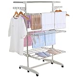 nxtbuy | Wäscheständer LaundryFlex Plus Weiß | Faltbarer Wäschetrockner Turm mit Extra Viel Platz auf 6 Ebenen | Mobil, Flexibel, Ausziehbar | Wäscheturm aus Pulverbeschichtetem Stahl &