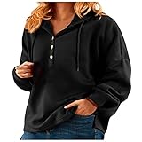 GENGG Damen Knopfkragen Sweatshirts Hoodies Winter Herbst Einfarbig Kordelzug Pullover Langarm Weihnachten H