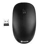 NGS Fog Black Kabellose Optische Maus 2.4GHz, Computer- oder Laptop-Maus mit 2 Tasten und Scrollfunktion, 1000dpi, für Links- und Rechtshänder, Schw