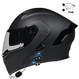 Modularer Motorrad-bluetooth-helm, Hochklappbarer Motorradhelm, Full Face Locomotive Street Bike Scooter Helm mit Regenfesten Doppelvisieren für Männer und Frauen, Dot/ece-zertifizierung,H,XL