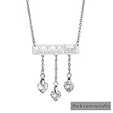 LiFashion Edelstahl Personalisierte Familie Mom Herz CZ Halskette Gold Name Datum Gravur Benutzerdefinierte Horizontale Bar Typenschild Anhänger Für Frau,M