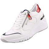 Dockers by Gerli Damen Keil-Sneaker Weiß/Rot/Blau, Schuhgröße:EUR 41