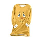GFGHH Damen Plüsch Warmer Pullover Nachahmung Lammhaar Futter Lässig Weihnachten Bedruckt Sweatshirt Einfarbig Langarm T-Shirt Dickes Samt Winter Rundhals Oversize Shirt Top Lose Teddy Fleece Ob