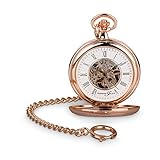 Hermann Jäckle - Taschenuhr Marbach Skelett Rose-vergoldet für stilvolle Herren I mechanische Taschenuhr mit Handaufzug & Kal. 2650 Skelettwerk I Qualitätshandwerk inklusive Kette und R
