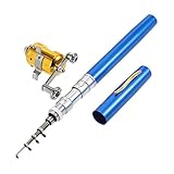 Baomasir Stift Angelrute Foldable Mini Portable Travel Pocket Size Drum Wheel Aluminum Alloy Pen Shaped Pole ideal Fishing Rod, 2019，B