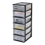 Iris Ohyama, Schubladenschrank, Schubladencontainer, 6 Schubladen mit 7 L, Format A4, durchsichtige Schubladen, Büro, Wohnzimmer - Organizer Chest OCH-2006 - Schw