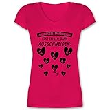 JGA Junggesellenabschied Frauen - Junggesellenabschied - erst Zahlen dann ausschneiden - S - Fuchsia - Statement - XO1525 - Damen T-Shirt mit V