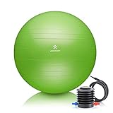 BODYMATE Gymnastikball Sitzball Trainingsball mit GRATIS E-Book inkl. Luft-Pumpe, Ball für Fitness, Yoga, Gymnastik, Core Training, für starken Rücken als Büro-Stuhl Lime-Green 65