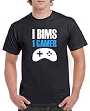 Comedy Shirts - I bims 1 Gamer - Herren T-Shirt - Schwarz/Weiss-Blau Gr. 5XL