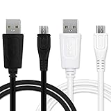 2X CELLONIC® USB Kabel 1m kompatibel mit Tomtom Via 62, Via 52, Via 135, 400, GO 510 (2013) 520 (2016) 5200, GO 610 6100, GO 620 Ladekabel Micro USB auf USB A 2.0 Datenkabel 1A schwarz/weiß PVC