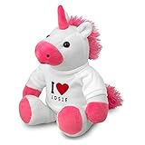 printplanet Stoff-Einhorn mit Namen Josie - Kuscheltier mit Design I Love - Stofftier, Plü