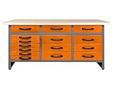 Ondis24 Werkbank 160 x 60 cm, 32mm Arbeitsplatte, Werktisch, Montagewerkbank max. 450kg belastbar, Werkstatt Packtisch (Arbeitshöhe 85 cm, Orange)