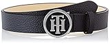Tommy Hilfiger Damen TH Round Buckle Belt 3.0 Gürtel, Schwarz (Black 002), 85
