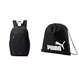 PUMA Rucksack Buzz Backpack, black, OSFA, 73581 01 & Unisex-Adult Phase Gym Sack Turnbeutel, Black, O