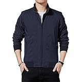 DaDuo Jacke Herren Stehkragen Regular Fit Einfarbig Reißverschluss Jacke Herren Einfachheit Mode Lassig Arbeitsjacke Herren Frühling Herbst Sport Übergangsjacke Herren C-Navy 4XL