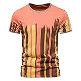 Gerfrwet T-Shirt Kurzarm Bedrucktes Baumwoll-T-Shirt Für Herren Kurzarm Mode O-Ausschnitt Streetwear Lässige Oberteile T-Shirt Herrenbekleidung Eurxl72-80Kg Orang