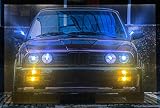 Samarkand - Lights LED-Bild mit Beleuchtung LED- Bilder Leinwandbild 65 x 45 cm Leuchtbild Auto/Oldtimer/Sportwagen E30 Black Wandb