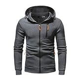 QingHUImao Mens Sports Solid Color Hooded - Stylish Hoodie Slim Fit Sweatshirt Kapuzenjacke Sweatshirts Jacken Sweatshirtjacke weatjacke Herren Mit Kapuze Zip Hoodie Jacke Hoodies Männer (Grau, M)