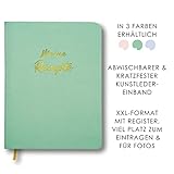 Meine Rezepte mintgrün: Großes Rezeptbuch zum Selberschreiben in grün im Leder-Look mit Register und Platz für Fotos,