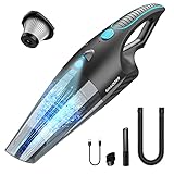 Handstaubsauger Akku 13000Pa, Handstaubsauger Akku Beutellos, 2 Leistungstufe, Doppelmotor-Design(Nass Trocken, Metallfilter, LED Lichter) Autostaubsauger für Küche, Auto, Flüssigk