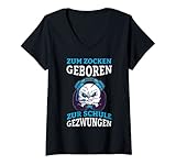 Damen Zum Zocken Geboren Zur Schule gezwungen Konsole Gaming Panda T-Shirt mit V