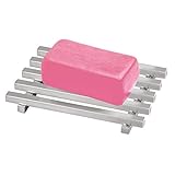 iDesign Kyoto Seifenablage, Seifenschale aus Edelstahl im Gitter-Design, mattsilberfarb