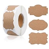 LECOKIT 500 Stück braunen Kraftpapier- Aufkleber(5.5x3.5cm) Etiketten Selbstklebende für Küche Marmelade, Geschenkaufkleber,B