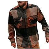 Loeay Herrenhemd Europäischer und amerikanischer Stil Frühling und Herbst Einfache Mode Verdickung Warmes Schlankes Kariertes Hemd Männer 3XL