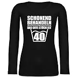 Shirtracer Geburtstagsgeschenk Geburtstag - Schonend behandeln das Gute Stück ist 40 - weiß - M - Schwarz - 40. Geburtstag - BCTW071 - Langarmshirt D