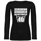 Shirtracer Geburtstagsgeschenk Geburtstag - Schonend behandeln das Gute Stück ist 40 - weiß - M - Schwarz - 40. Geburtstag - BCTW071 - Langarmshirt D