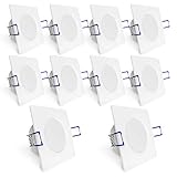 linovum WEEVO 10x Einbauleuchte LED Set extra flach IP44 für Bad & Außen - Spot 230V weiß eckig 5W 2700K - Einbautiefe 29