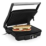 Tristar Kontaktgrill mit 180° Öffnung und Einer Bratfläche von 29 x 23,5 cm/auch als Tischgrill nutzbar, 2000 Watt, GR-2853, schw