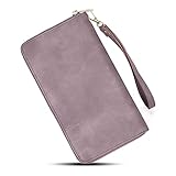 CLUCI Damen-Geldbörse, Leder, mit Reißverschluss, für mehrere Karten, mit Handgelenk