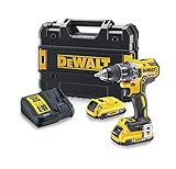 DeWalt Akku-Bohrschrauber / Akkuschrauber (18V, 2.0 Ah, bürstenlos, mit Zwei-Gang-Vollmetallgetriebe, 15 Drehmomentstufen, inkl. zwei XR Akkus, System-Schnellladegerät und Tstak-Box), DCD791D2